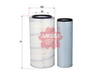 Air Filter (ဒြပ်စင်)၊ SAKURA၊ 600-182-3200၊ A-5662-S၊ INGERSOLL RAND (123199)