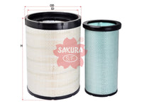 SAKURA,, Air Filter (Element), 1109-03726+1109-03726, A-57400-S, YUTONG