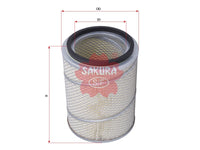 กรองอากาศ(ไส้กรอง) SAKURA, V9112-Z206, A-6012, ISUZU (123687)