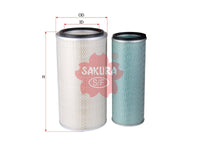 ไส้กรองอากาศ(ไส้กรอง) SAKURA, 16546-97001+16546-97002, A-6106-S, NISSAN (125070)