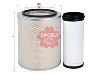 SAKURA,, Air Filter (Element), 395773+395813, A-6827-S, LEYLAND-DAF