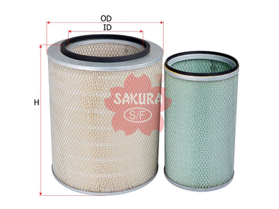 ไส้กรองอากาศ(ธาตุ) SAKURA, 1542743+1660903, A-71160-S, VOLVO (123408)
