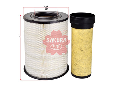 ไส้กรองอากาศ(ไส้กรอง) SAKURA, 8149064+3979928, A-7122-S, VOLVO (123412)