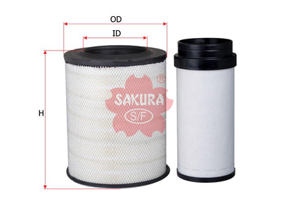 ไส้กรองอากาศ(ธาตุ) SAKURA, 8149961+1665937, A-71260-S, VOLVO (123402)