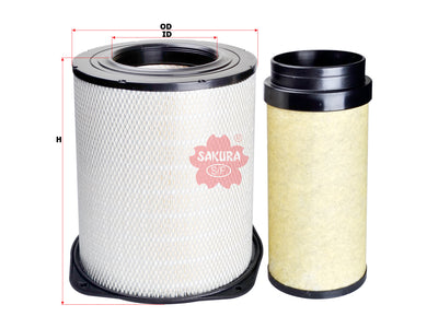 ไส้กรองอากาศ(ไส้กรอง) SAKURA, 1665908+1665937, A-71440-S, VOLVO (123450)