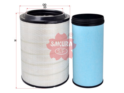 ไส้กรองอากาศ(ธาตุ) SAKURA, 20411815+20411816, A-71490-S, VOLVO (123378)