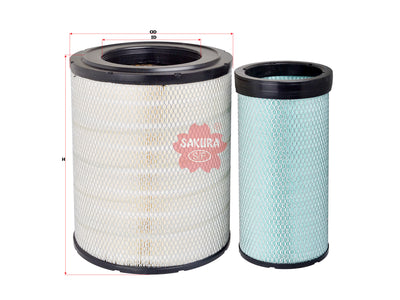 ไส้กรองอากาศ(ธาตุ) SAKURA, 8076195+8079756, A-71510-S, VOLVO (123368)