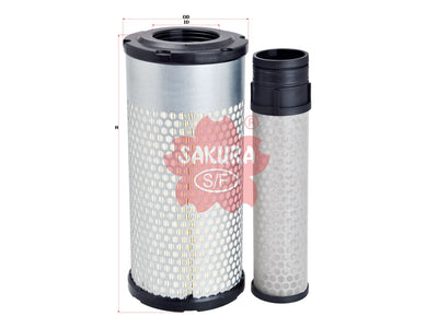 ไส้กรองอากาศ(ไส้กรอง) SAKURA, TC020-16320+TO270-93220, A-8807-S, KUBOTA (126554)