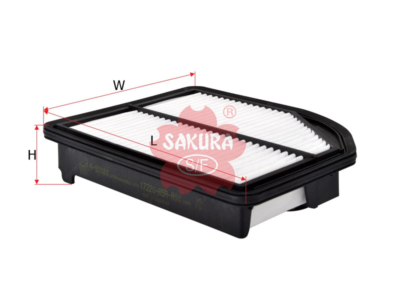 ไส้กรองอากาศ(ไส้กรอง) SAKURA, 17220-R5A-A00, A-90080, HONDA (126301)
