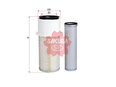 SAKURA,, Air Filter (Element), 121420-12511+121422-12570, AS-2206-S, ALLIS CHALMERS