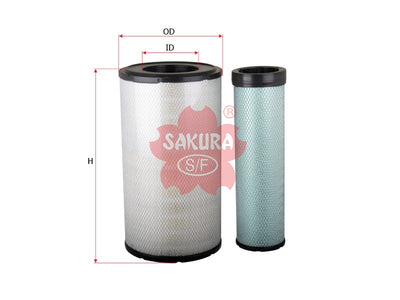 ไส้กรองอากาศ(ไส้กรอง) SAKURA, 11110022+11110023, AS-5102-S, HITACHI (125595)