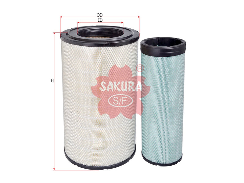 ไส้กรองอากาศ(ไส้กรอง) SAKURA, 15270188 + 15270189, AS-8579-S, HITACHI (123652)