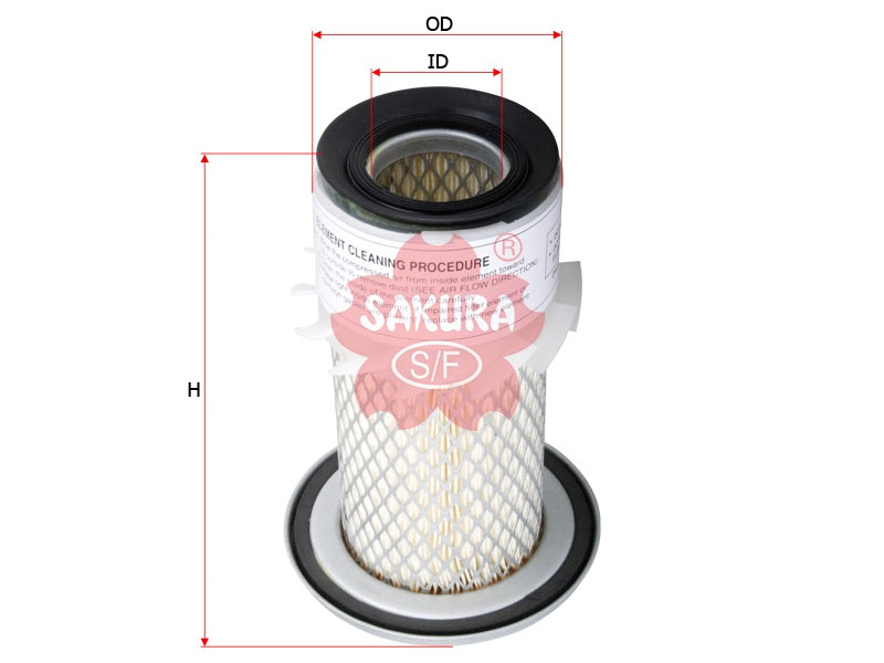 Air Filter (Element), SAKURA, 15852-11082, AS-8801, KUBOTA (125498)