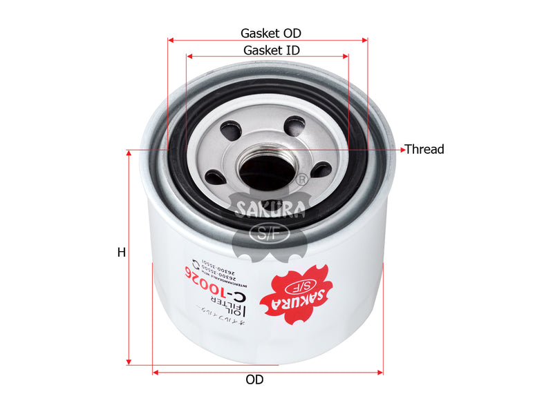 SAKURA,, Oil Filter (Spin-On), 26300-35501, C-10026, HYUNDAI