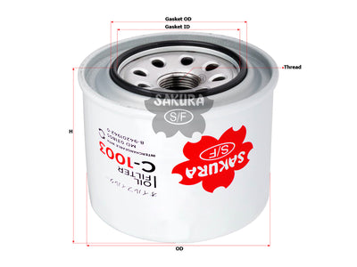 กรองน้ำมันเครื่อง(Spin-On) , SAKURA, RFD1-23-802, C-1003, MITSUBISHI (124878)
