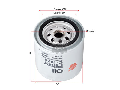 SAKURA,, Oil Filter (Spin-On), 5006227, C-1025, CASE