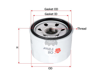 กรองน้ำมันเครื่อง(Spin-On) , SAKURA, A 132 180 01 10, C-1041, MITSUBISHI (124926)