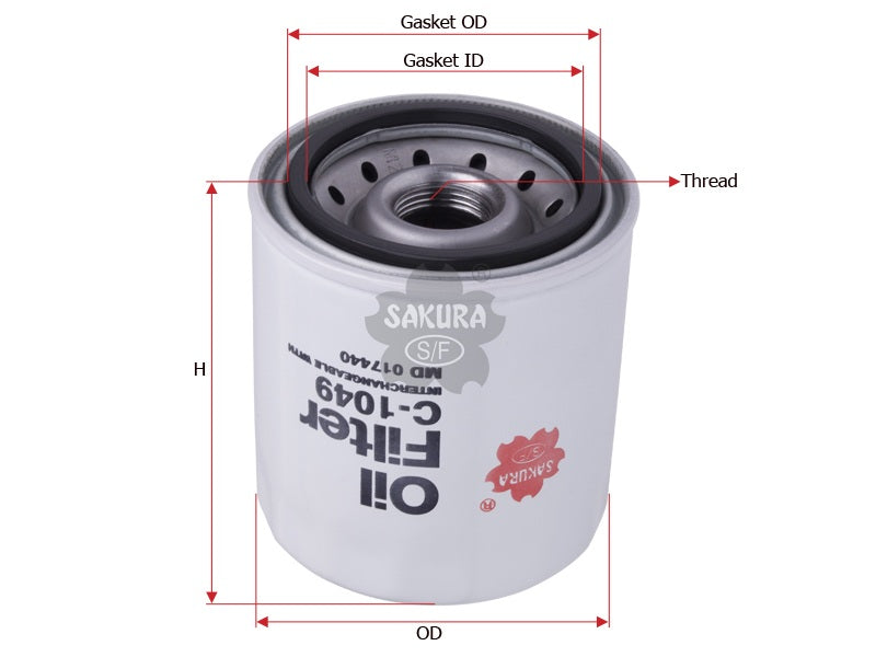 กรองน้ำมันเครื่อง(Spin-On), SAKURA, MD 017440, C-1049, MITSUBISHI (124985)