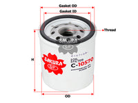 SAKURA,, Oil Filter (Spin-On), PC121105, C-10570, PROTON