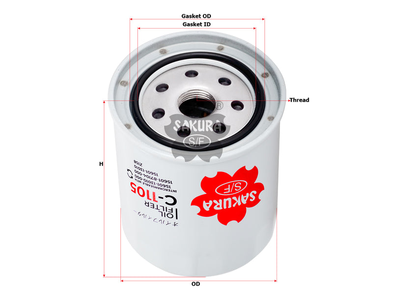 กรองน้ำมันเครื่อง(Spin-On) , SAKURA, 15601-87104-000, C-1105, TOYOTA (124214)