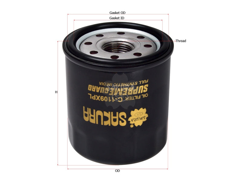 กรองน้ำมันเครื่อง(Spin-On), SAKURA, 90915-10001, C-1109XPL, TOYOTA (123790)