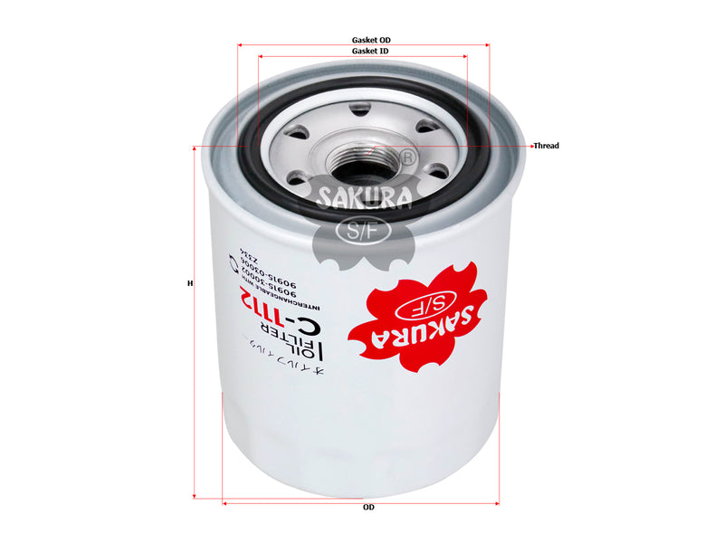 กรองน้ำมันเครื่อง(Spin-On), SAKURA, AY100-TY020, C-1112, MAZDA (123275)