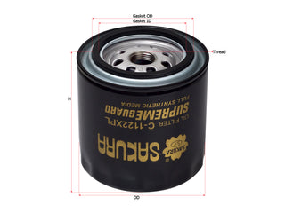 SAKURA,, Oil Filter (Spin-On), 15600-25010, C-1122XPL, FORD