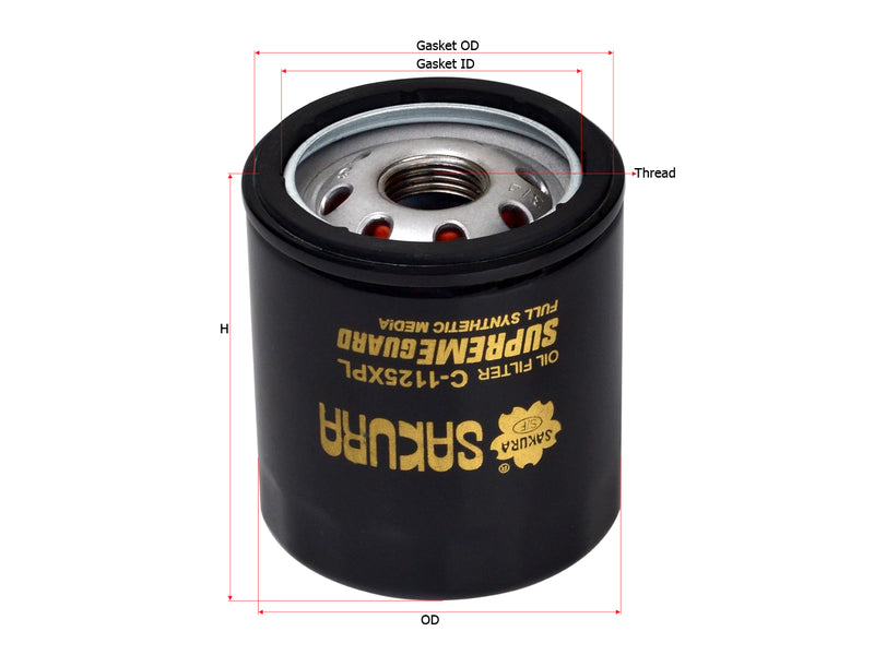 กรองน้ำมันเครื่อง(Spin-On) , SAKURA, 15601-87204-000, C-1125XPL, DAIHATSU (123787)