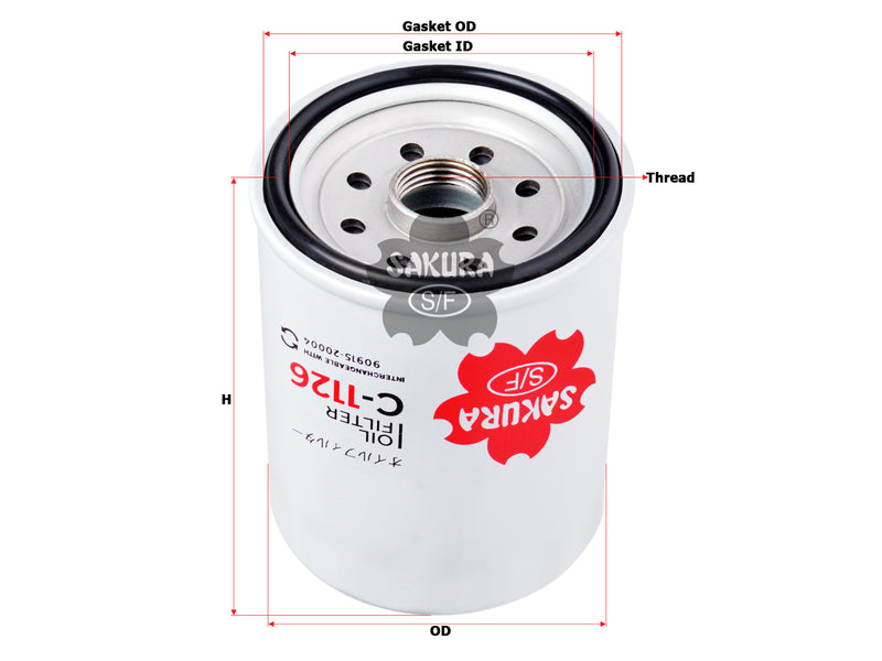 SAKURA,, Oil Filter (Spin-On), 15601-76009-71, C-1126, TOYOTA