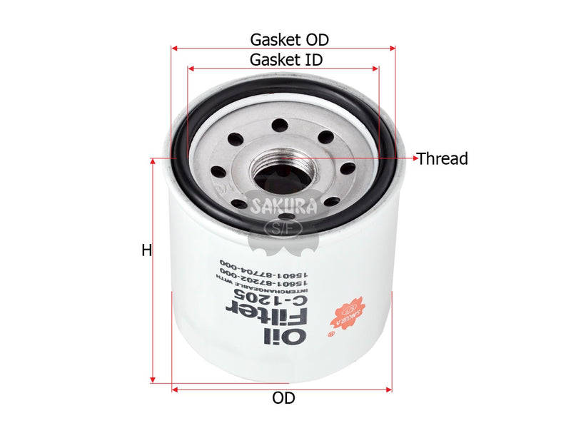 กรองน้ำมันเครื่อง(Spin-On) , SAKURA, 15601-87704-000, C-1205, DAIHATSU (126900)
