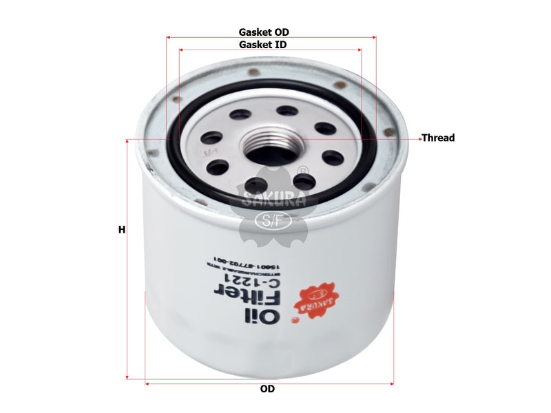 กรองน้ำมันเครื่อง(Spin-On) , SAKURA, 15601-87702-001, C-1221, DAIHATSU (126891)