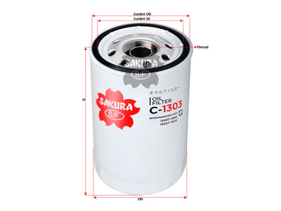 SAKURA,, Oil Filter (Spin-On), 15607-1830, C-1303, HITACHI