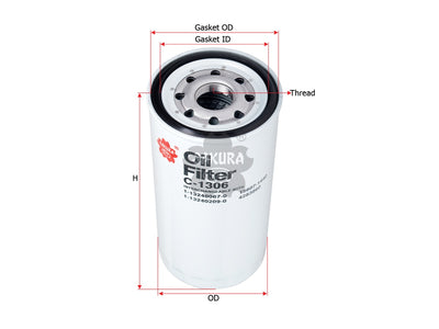 SAKURA,, Oil Filter (Spin-On), 4283860, C-1306, HINO