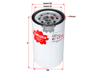 SAKURA Oil Filter (Spin-On) S1560-72330 C-1316 Fits HINO 500 Series