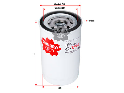 SAKURA Oil Filter (Spin-On) S1560-72330 C-1316 Fits HINO 500 Series