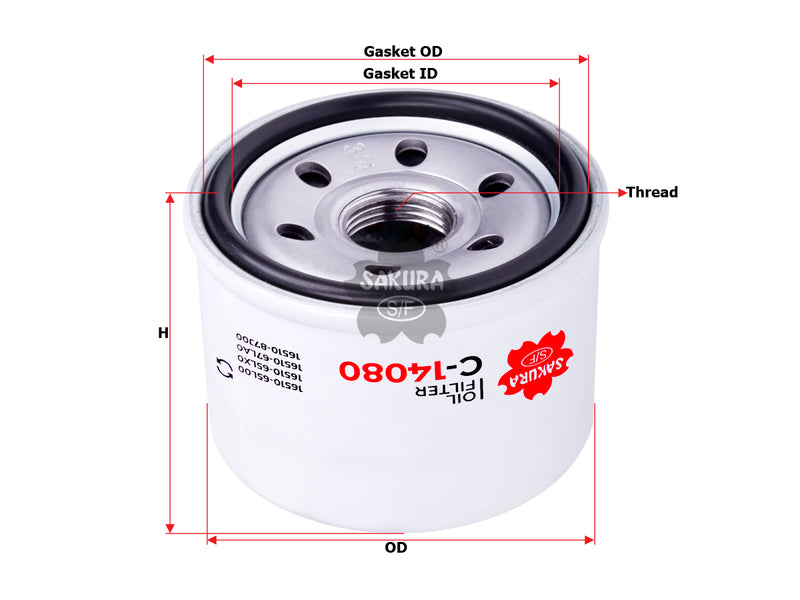 SAKURA,, Oil Filter (Spin-On), 16510-87J00, C-14080, SUZUKI