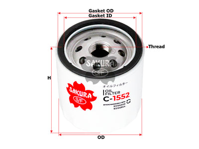 SAKURA,, Oil Filter (Spin-On), 93156954, C-1552, OPEL