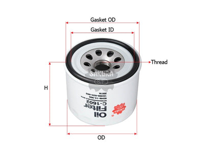 SAKURA,, Oil Filter (Spin-On), 16444-14300, C-1602, NEW HOLLAN