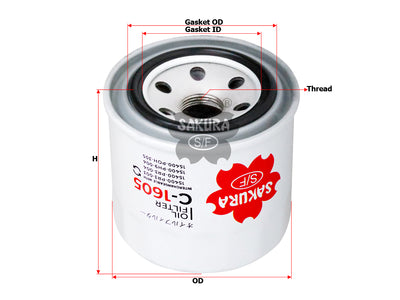 กรองน้ำมันเครื่อง(Spin-On) , SAKURA, W9501-11001, C-1605, TOYOTA (123236)