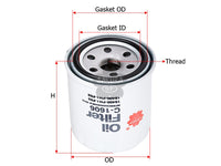 กรองน้ำมันเครื่อง(Spin-On) , SAKURA, 15400-PH1-F03, C-1606, HONDA (126216)