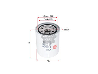 SAKURA,, Oil Filter (Spin-On), 15400-PC6-004, C-1608, HONDA