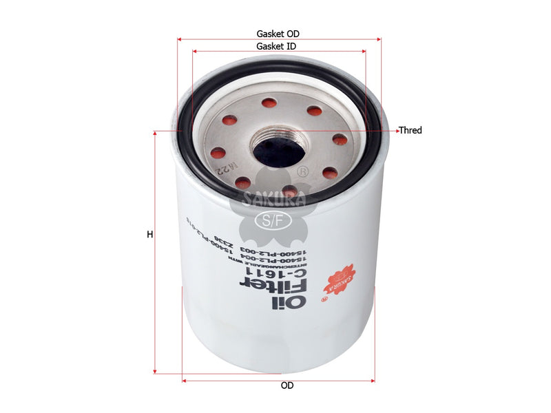 SAKURA,, Oil Filter (Spin-On), 15400-PL2-015, C-1611, HONDA