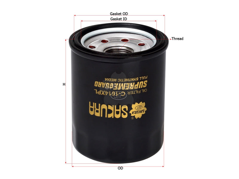 SAKURA,, Oil Filter (Spin-On), 15400-RBA-F01, C-1614XPL, HONDA