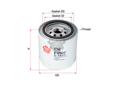 SAKURA,, Oil Filter (Spin-On), 15400-P5T-G00, C-1615, ROVER