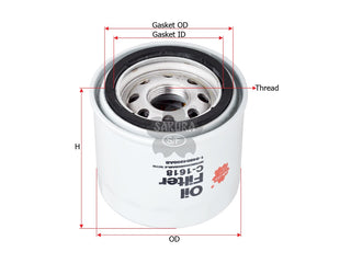 SAKURA,, Oil Filter (Spin-On), 04884900AB, C-1618, HONDA