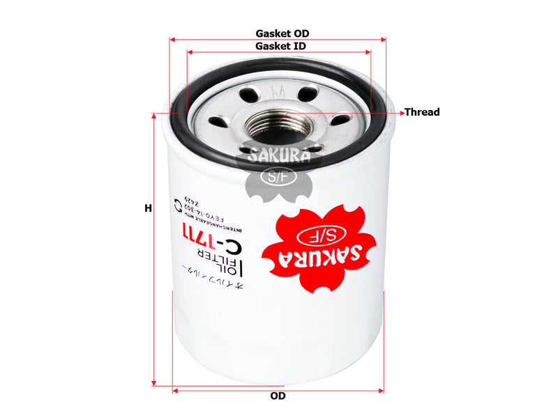 กรองน้ำมันเครื่อง(Spin-On), SAKURA, FEY0-14-302, C-1711, KIA (125400)