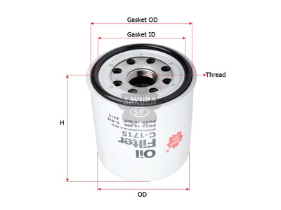 SAKURA,, Oil Filter (Spin-On), PNY2-14-302, C-1715, MAZDA