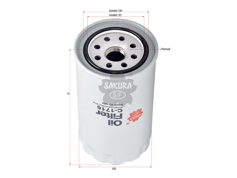 SAKURA,, Oil Filter (Spin-On), K620-23-802, C-1716, KIA