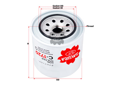 SAKURA,, Oil Filter (Spin-On), RF01-23-802A, C-1720, CATERPILLAR