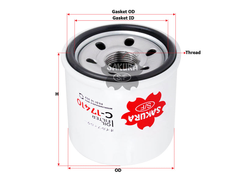 กรองน้ำมันเครื่อง(Spin-On), SAKURA, PE01 14 302 TT, C-17410, MAZDA (125359)